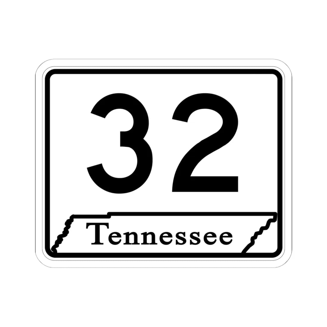 Tennessee 32 (Tennessee) (Road Sign) STICKER Vinyl Kiss-Cut Decal 6 Inch White - The Sticker Space