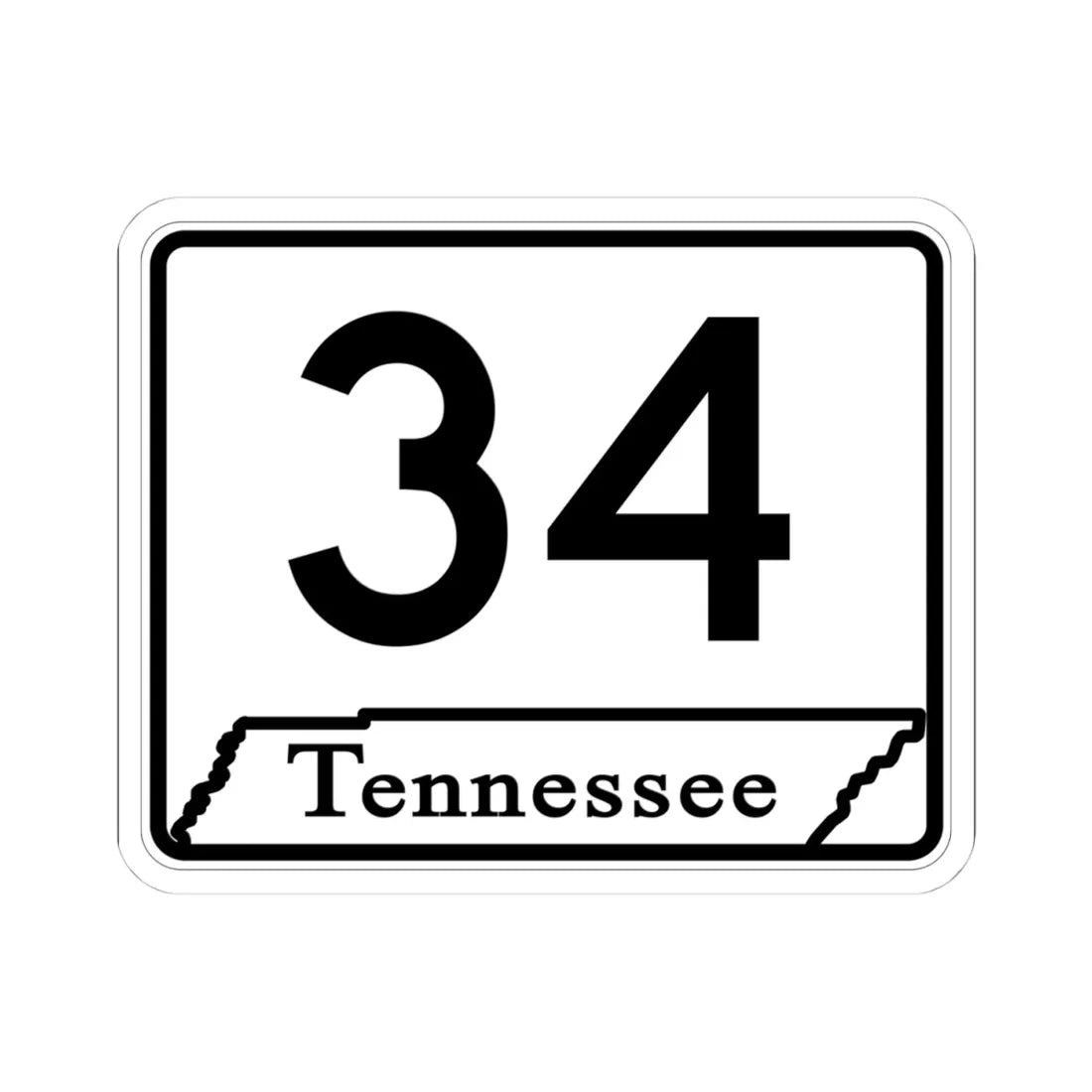 Tennessee 34 (Tennessee) (Road Sign) STICKER Vinyl Kiss-Cut Decal 4 Inch White - The Sticker Space