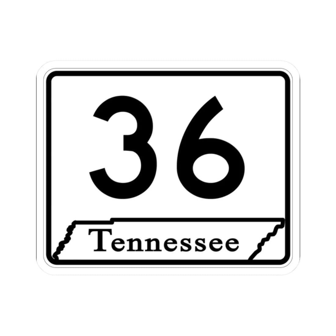 Tennessee 36 (Tennessee) (Road Sign) STICKER Vinyl Kiss-Cut Decal 2 Inch White - The Sticker Space
