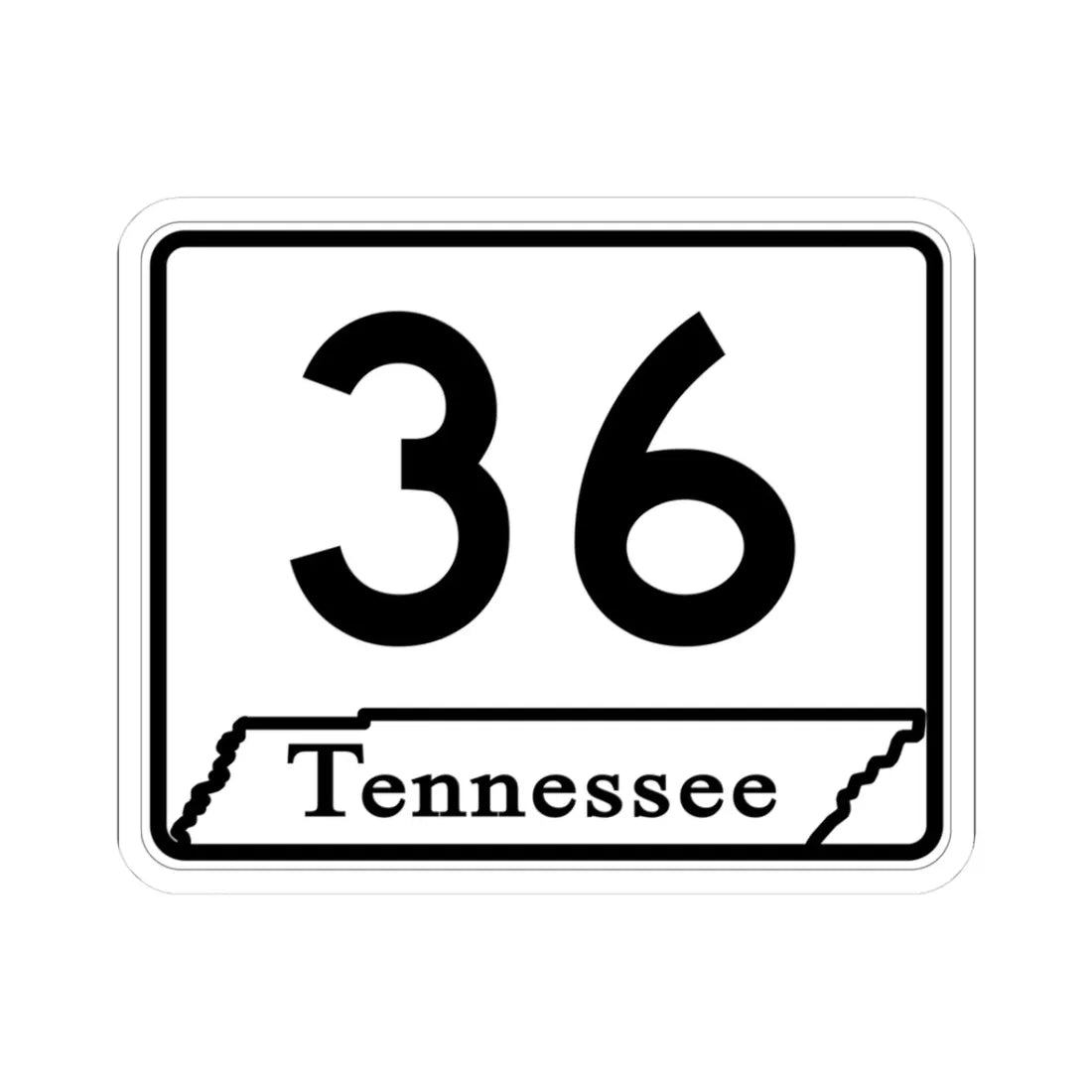 Tennessee 36 (Tennessee) (Road Sign) STICKER Vinyl Kiss-Cut Decal 3 Inch White - The Sticker Space