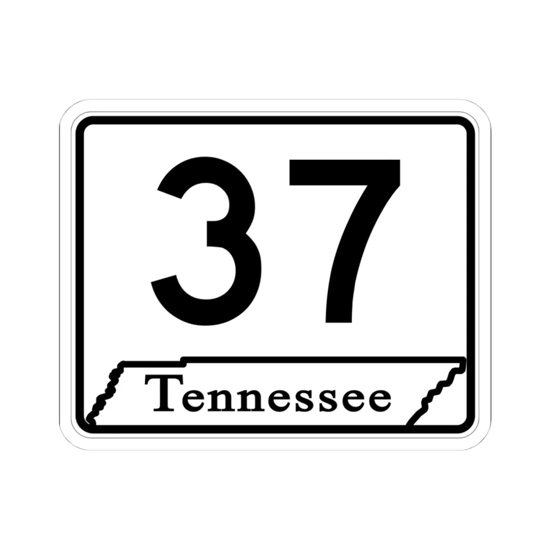 Tennessee 37 (Tennessee) (Road Sign) STICKER Vinyl Kiss-Cut Decal 4 Inch White - The Sticker Space