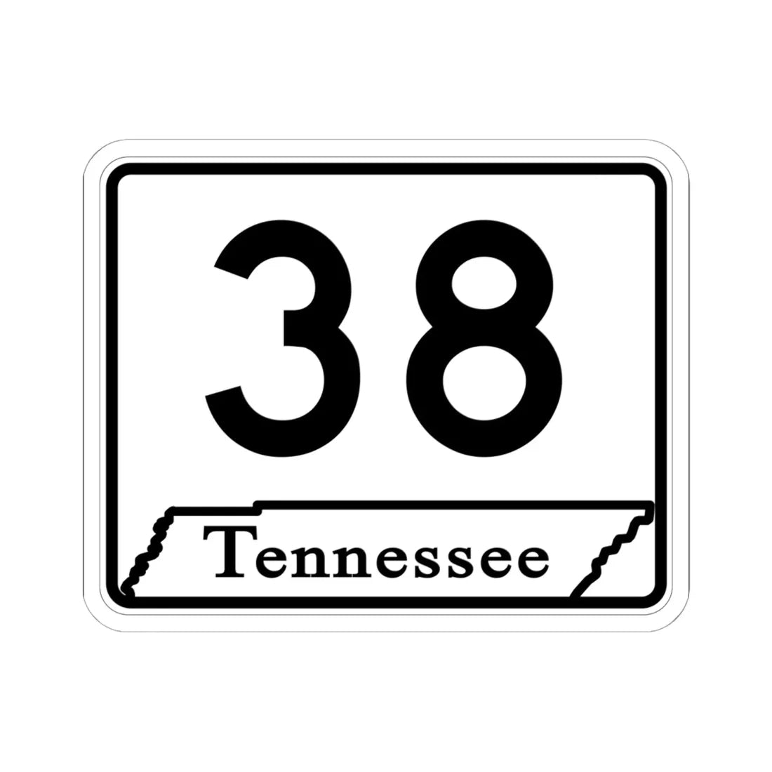 Tennessee 38 (Tennessee) (Road Sign) STICKER Vinyl Kiss-Cut Decal 6 Inch White - The Sticker Space