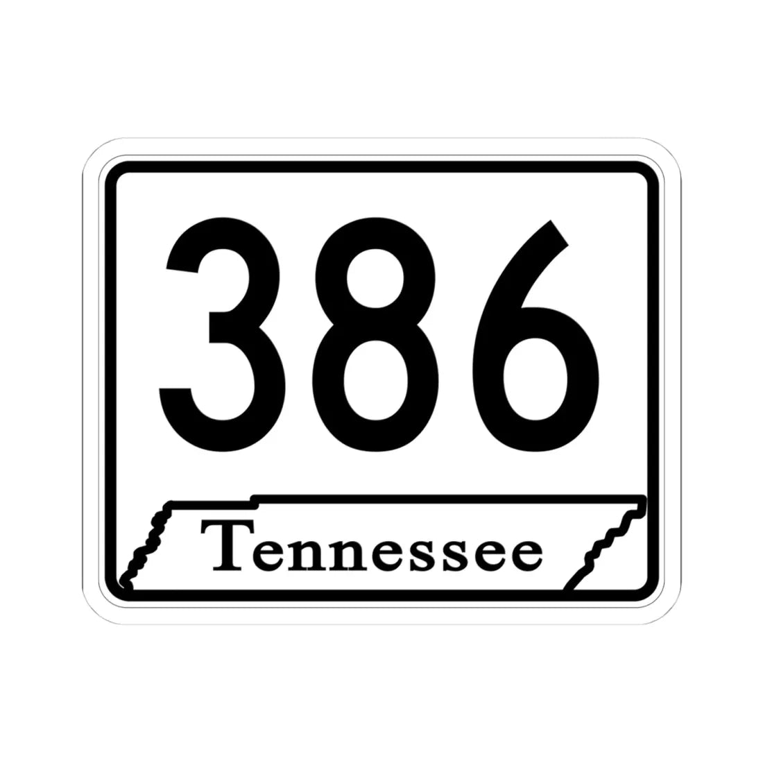 Tennessee 386 (Tennessee) (Road Sign) STICKER Vinyl Kiss-Cut Decal 4 Inch White - The Sticker Space