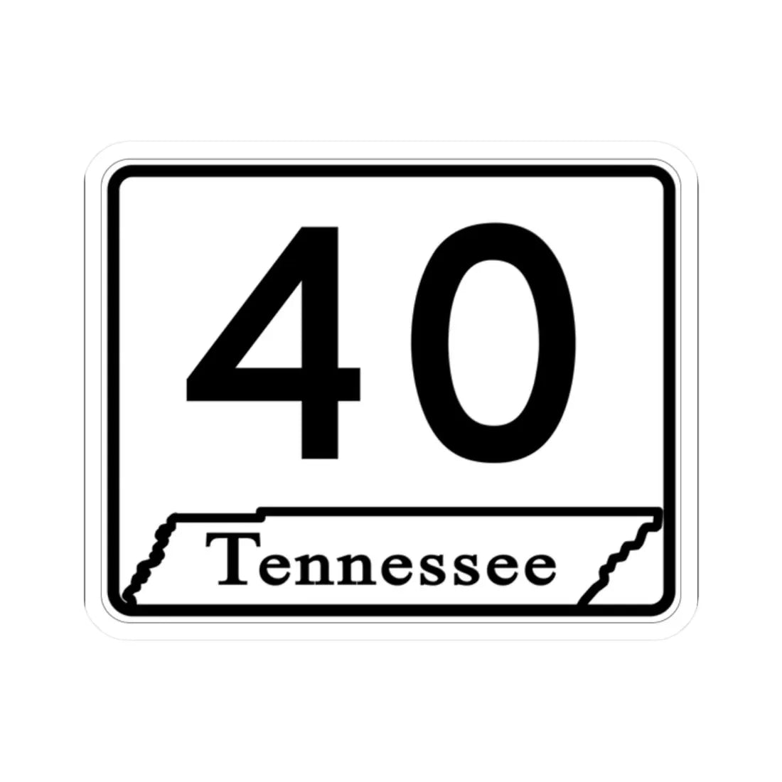 Tennessee 40 (Tennessee) (Road Sign) STICKER Vinyl Kiss-Cut Decal 2 Inch White - The Sticker Space