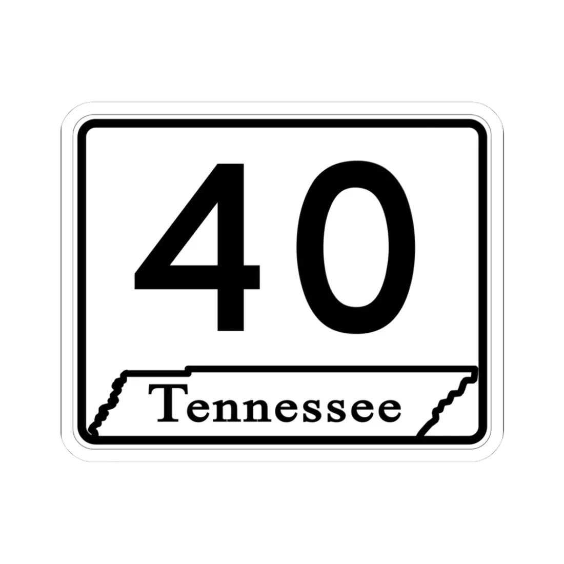 Tennessee 40 (Tennessee) (Road Sign) STICKER Vinyl Kiss-Cut Decal 3 Inch White - The Sticker Space