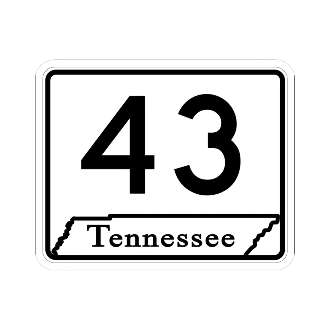 Tennessee 43 (Tennessee) (Road Sign) STICKER Vinyl Kiss-Cut Decal 3 Inch White - The Sticker Space