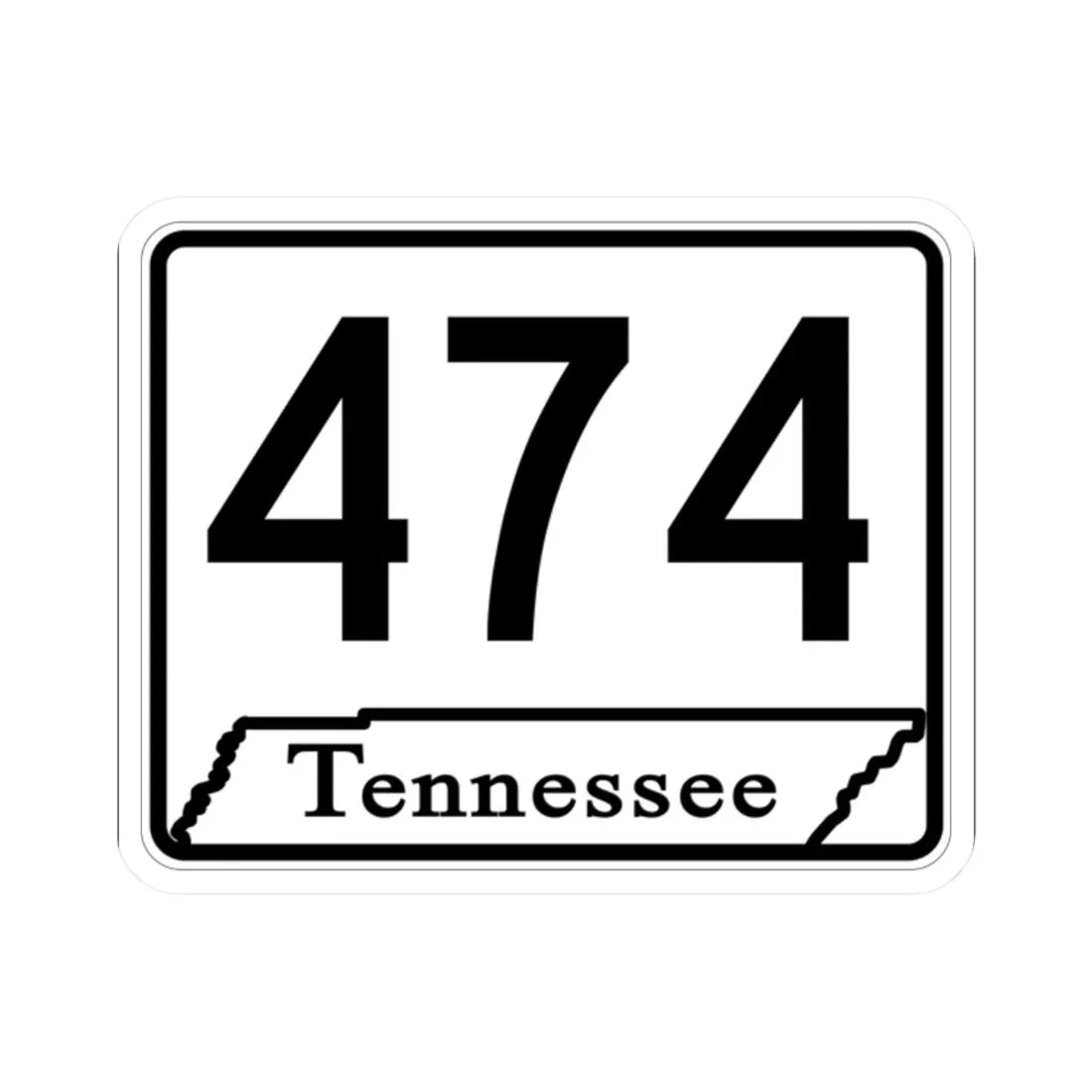 Tennessee 474 (Tennessee) (Road Sign) STICKER Vinyl Kiss-Cut Decal 2 Inch White - The Sticker Space