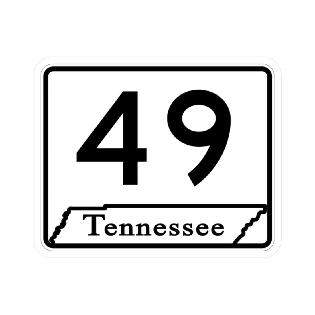 Tennessee 49 (Tennessee) (Road Sign) STICKER Vinyl Kiss-Cut Decal 2 Inch White - The Sticker Space