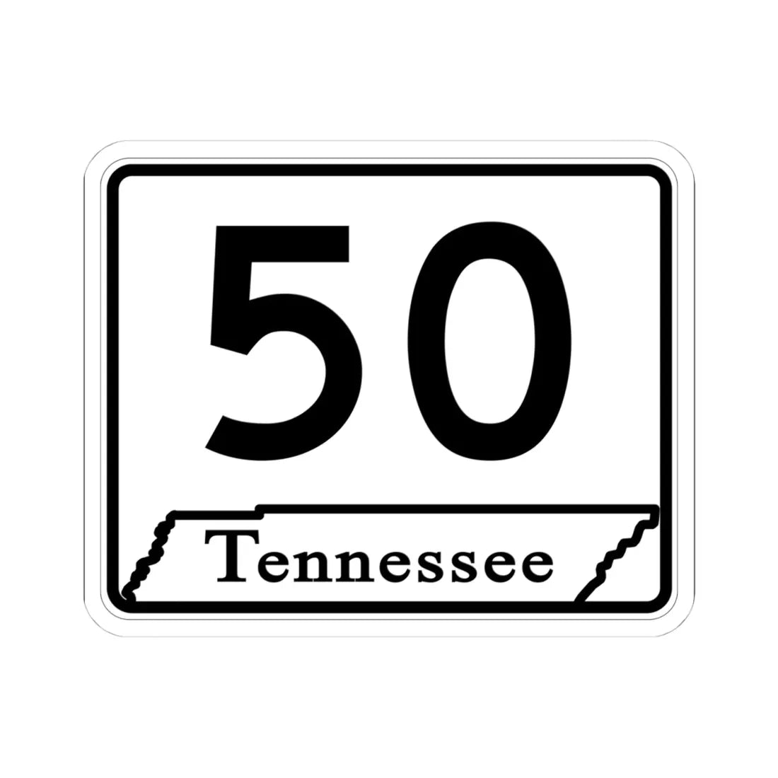 Tennessee 50 (Tennessee) (Road Sign) STICKER Vinyl Kiss-Cut Decal 4 Inch White - The Sticker Space