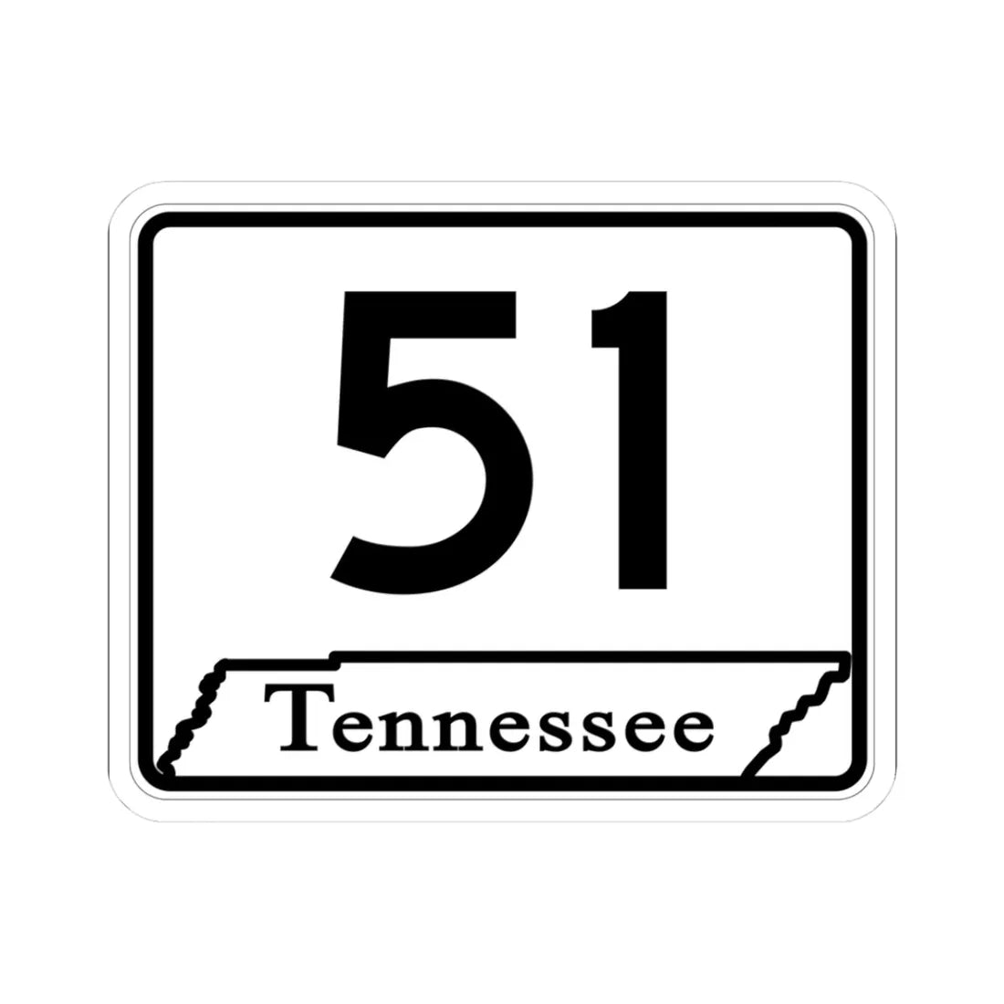 Tennessee 51 (Tennessee) (Road Sign) STICKER Vinyl Kiss-Cut Decal 3 Inch White - The Sticker Space