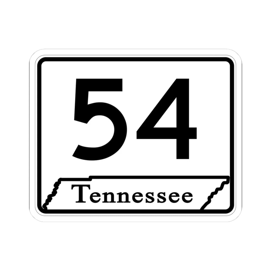 Tennessee 54 (Tennessee) (Road Sign) STICKER Vinyl Kiss-Cut Decal 3 Inch White - The Sticker Space