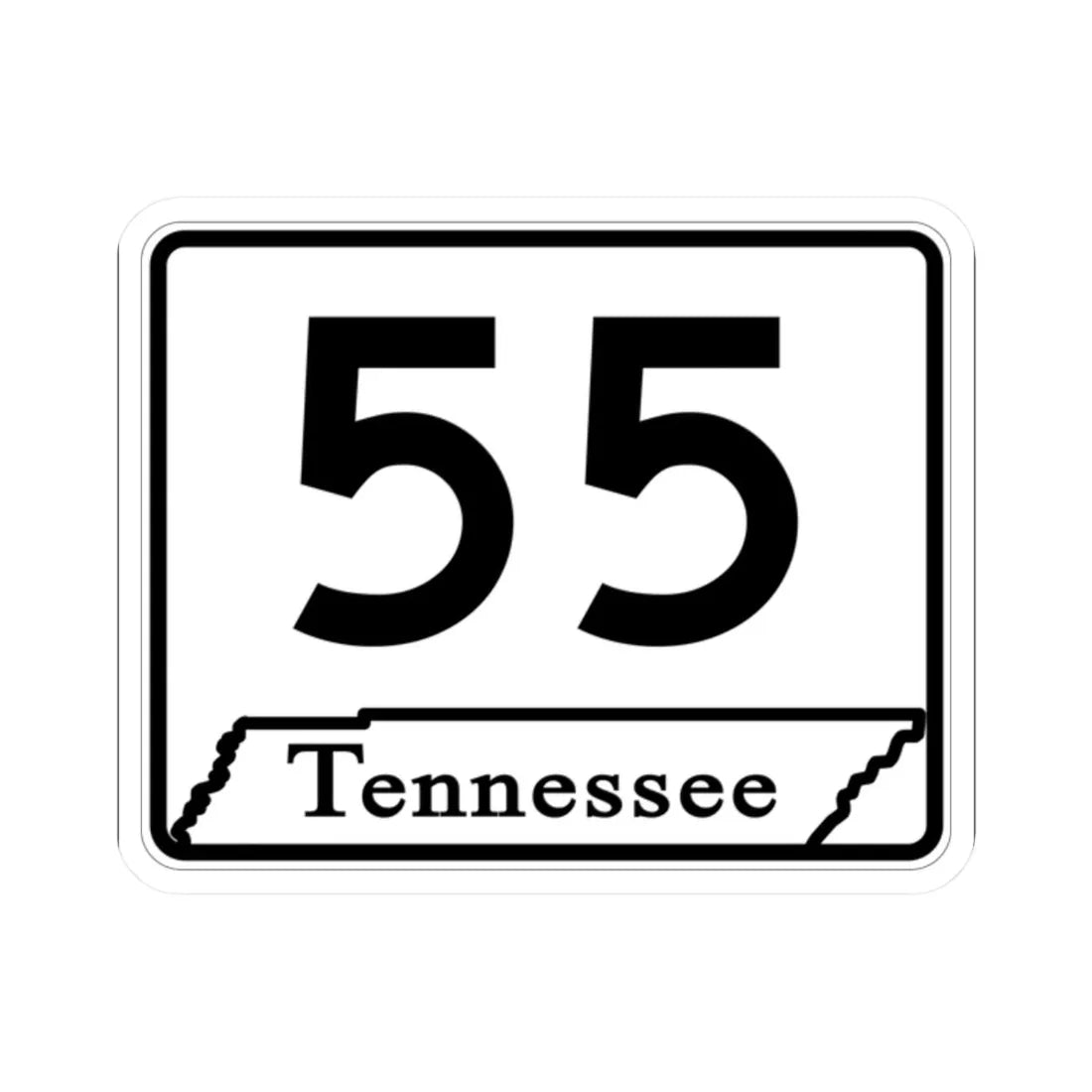 Tennessee 55 (Tennessee) (Road Sign) STICKER Vinyl Kiss-Cut Decal 2 Inch White - The Sticker Space