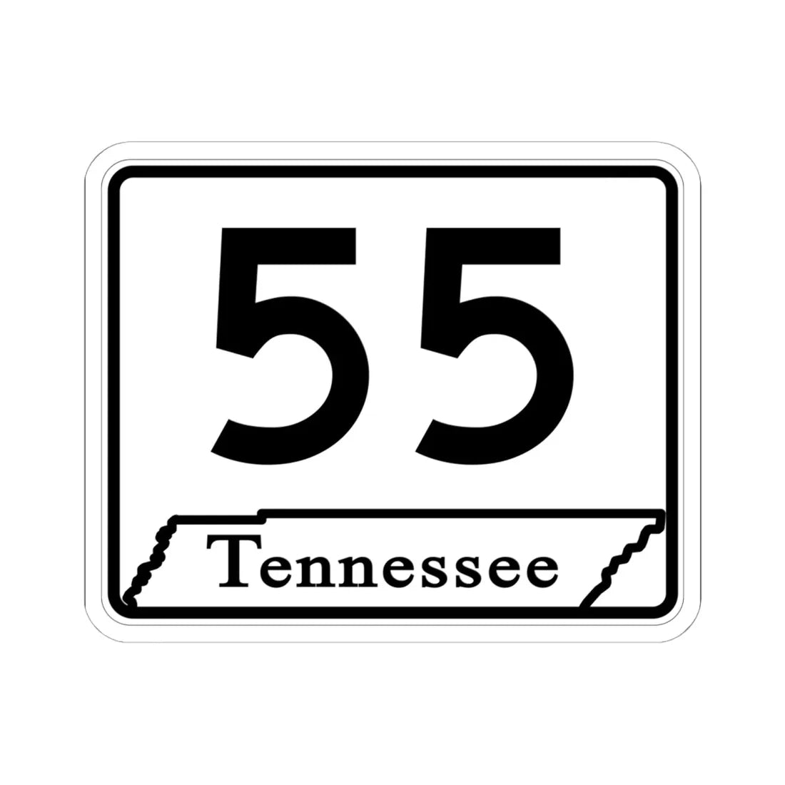 Tennessee 55 (Tennessee) (Road Sign) STICKER Vinyl Kiss-Cut Decal 6 Inch White - The Sticker Space
