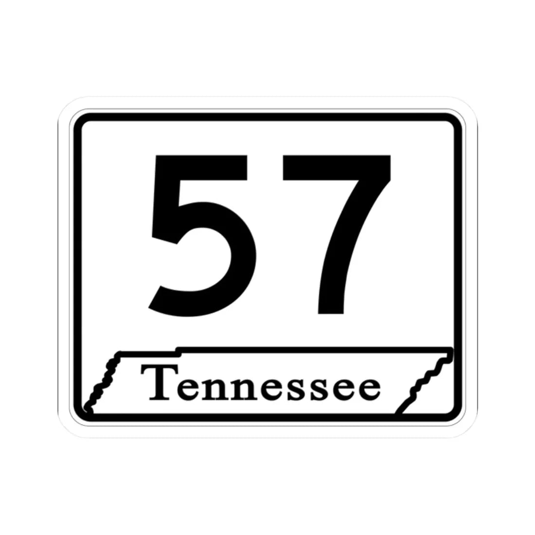 Tennessee 57 (Tennessee) (Road Sign) STICKER Vinyl Kiss-Cut Decal 2 Inch White - The Sticker Space