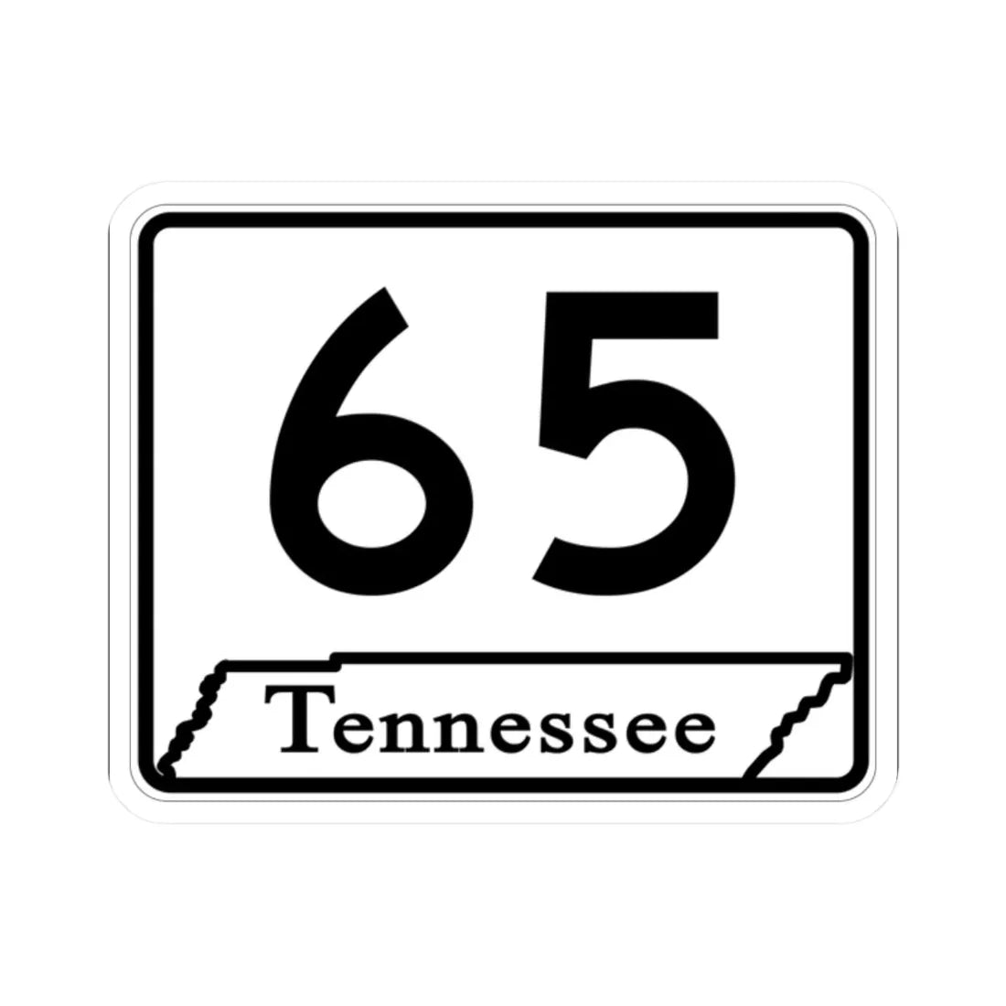 Tennessee 65 (Tennessee) (Road Sign) STICKER Vinyl Kiss-Cut Decal 2 Inch White - The Sticker Space