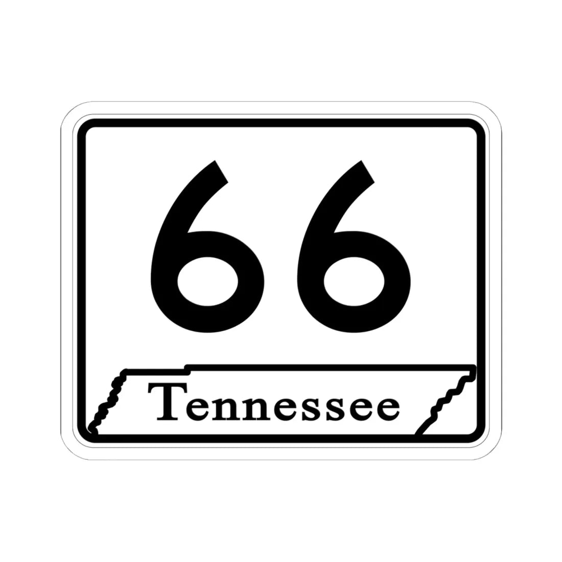 Tennessee 66 (Tennessee) (Road Sign) STICKER Vinyl Kiss-Cut Decal 6 Inch White - The Sticker Space