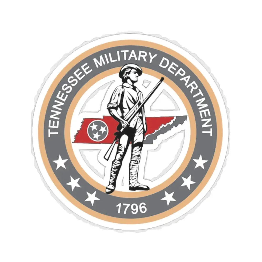 Tennessee Military Department Seal - STICKER Vinyl Kiss-Cut Decal 2 Inch White - The Sticker Space