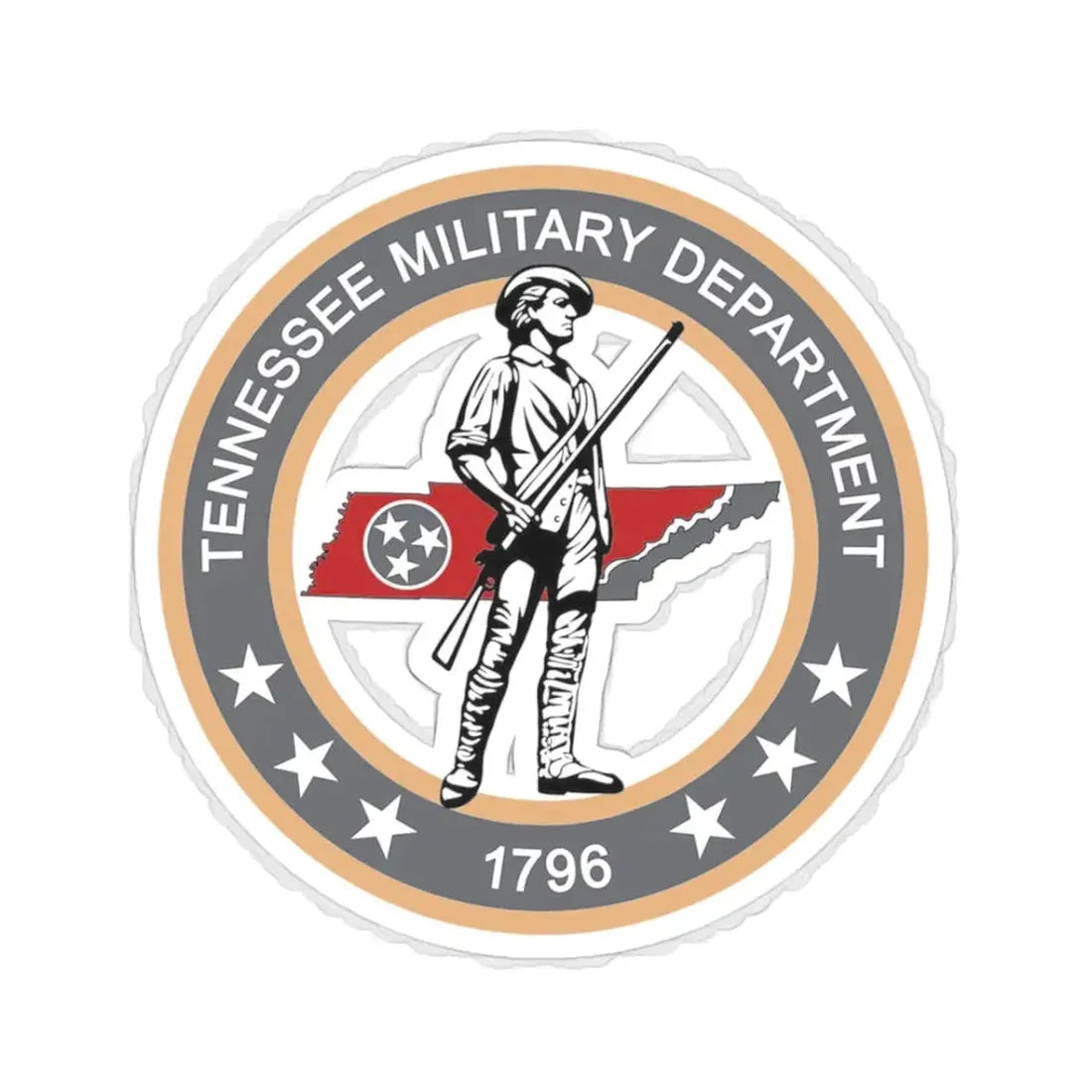 Tennessee Military Department Seal - STICKER Vinyl Kiss-Cut Decal 3 Inch White - The Sticker Space