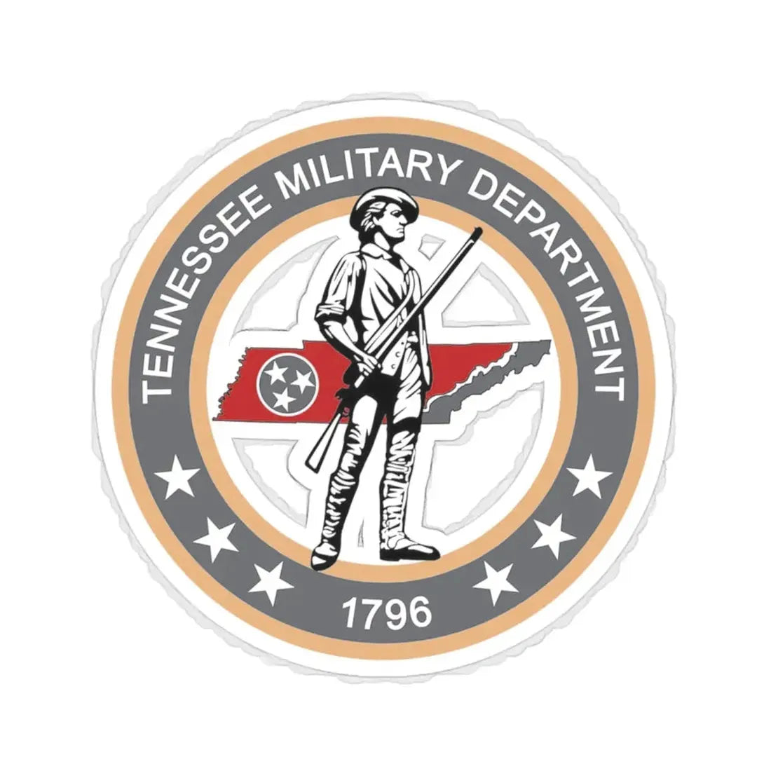 Tennessee Military Department Seal - STICKER Vinyl Kiss-Cut Decal 6 Inch White - The Sticker Space