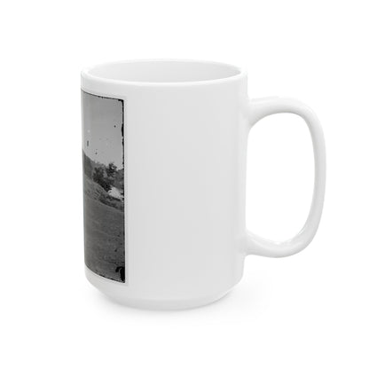 Tennessee River. Blockhouse On The Bank (U.S. Civil War) White Coffee Mug-The Sticker Space