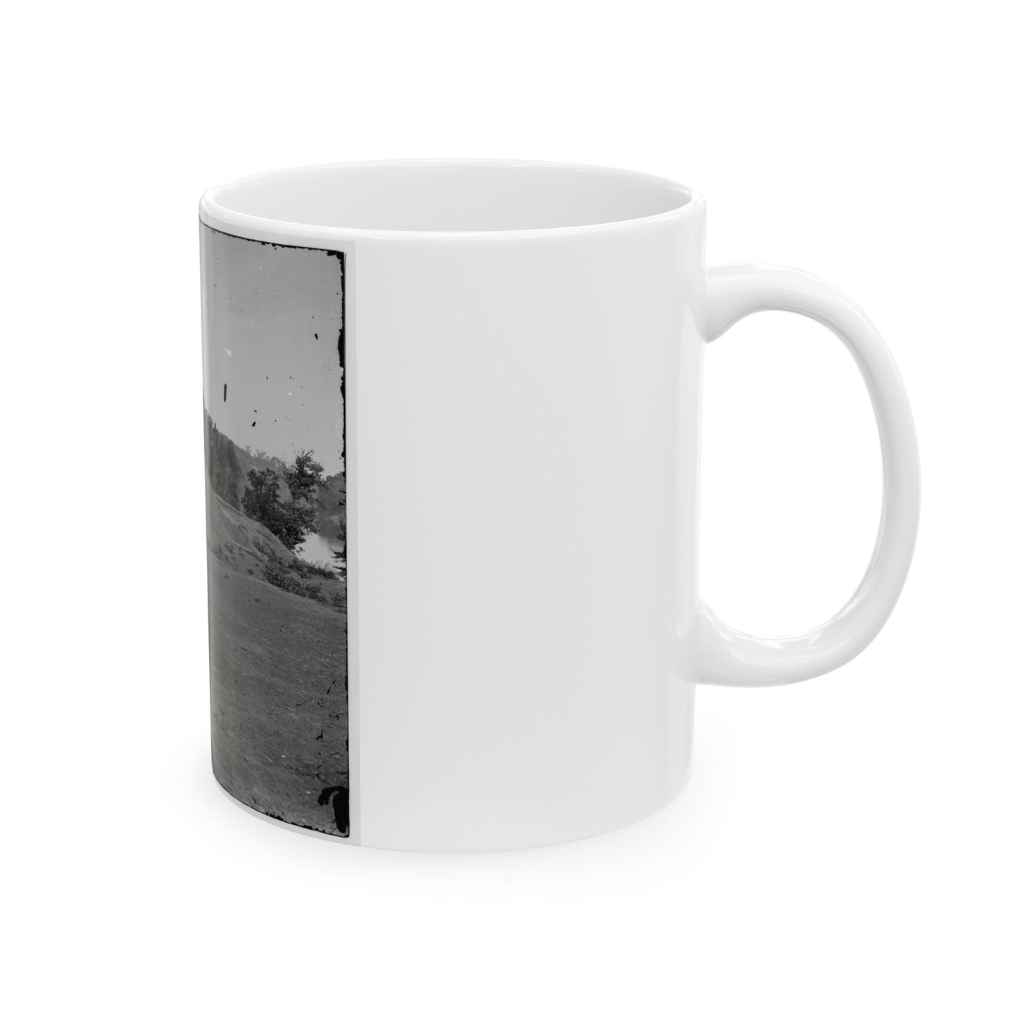 Tennessee River. Blockhouse On The Bank (U.S. Civil War) White Coffee Mug-The Sticker Space