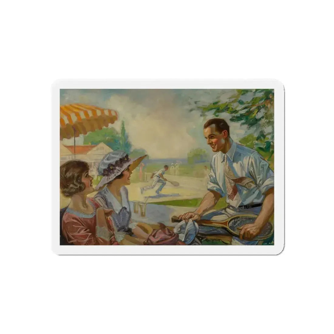 Tennis Filled Afternoon (Magazine Illustration) Refrigerator Magnet 4 Inch Die-Cut - The Sticker Space
