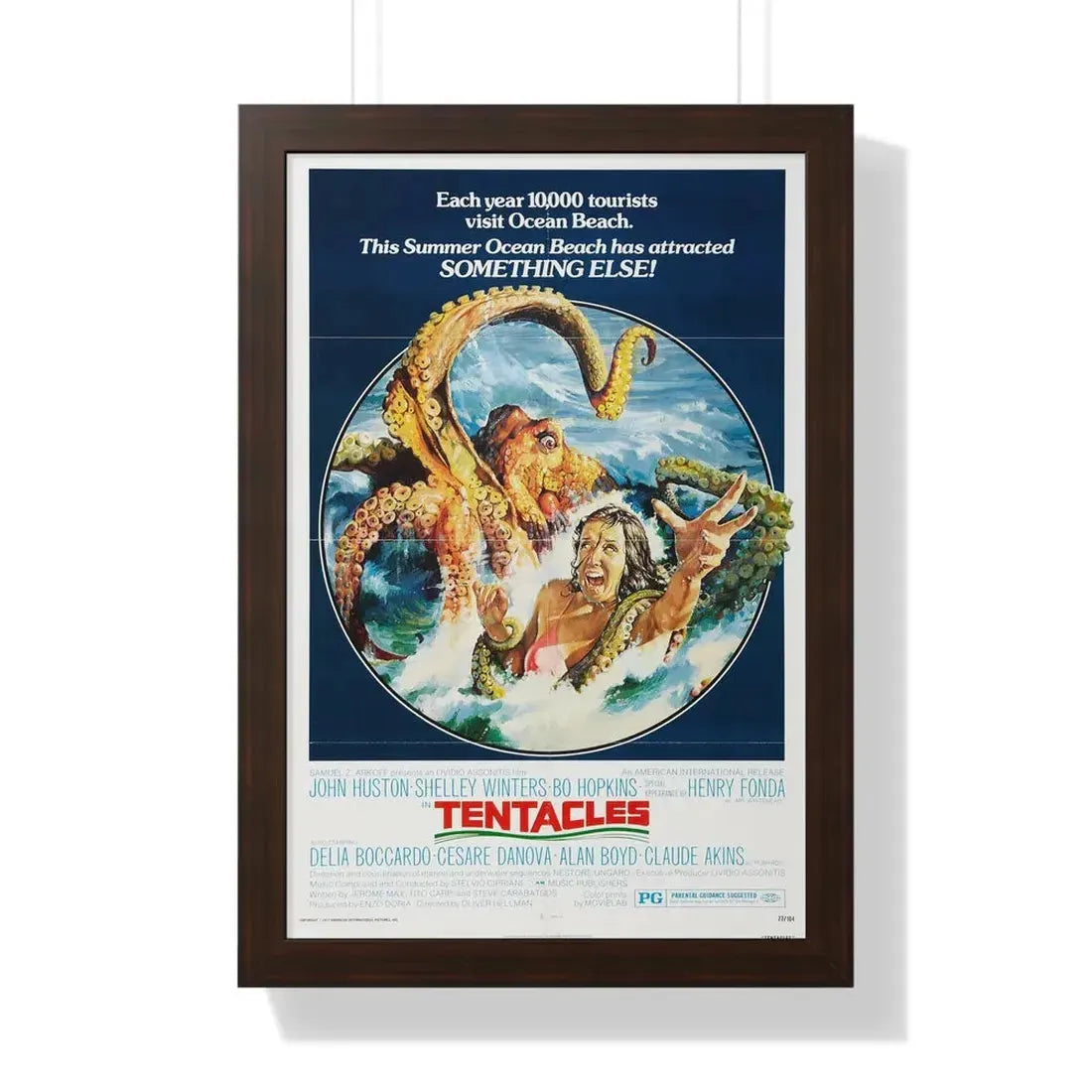 TENTACLES 1977 - Framed Movie Poster 16″ x 24″ Walnut - The Sticker Space