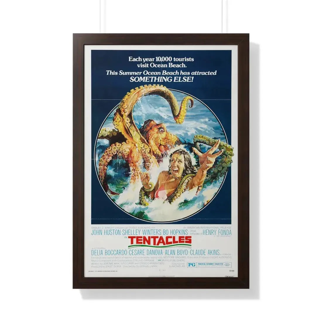 TENTACLES 1977 - Framed Movie Poster 20" x 30" Walnut - The Sticker Space
