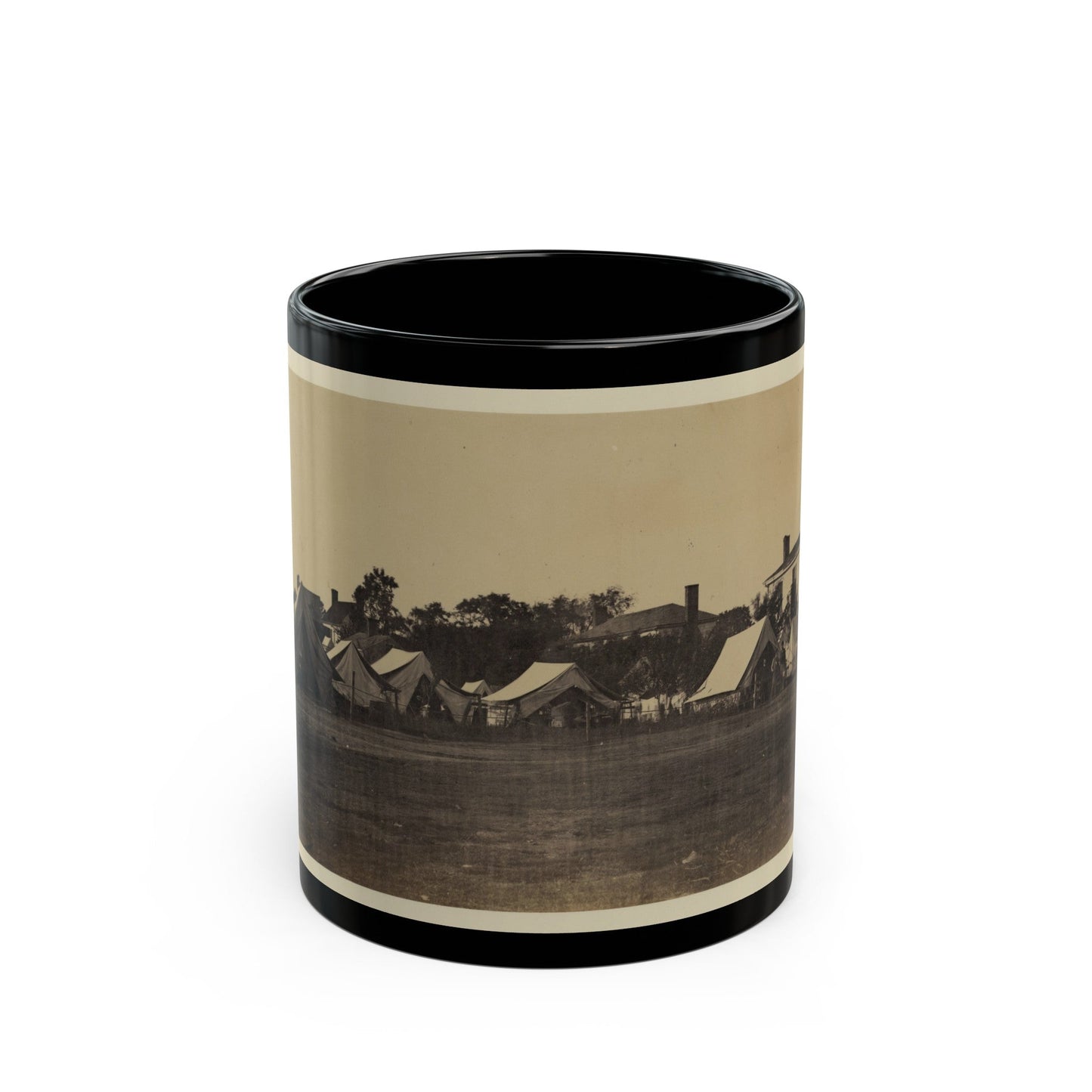 Tents, Possibly Used By Workers At Giesboro Cavalry Depot (U.S. Civil War) Black Coffee Mug-11oz-The Sticker Space