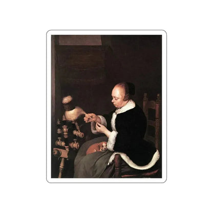 TERBORCH, Gerard - A Woman Spinning (Artwork) STICKER Vinyl Die-Cut Decal - The Sticker Space