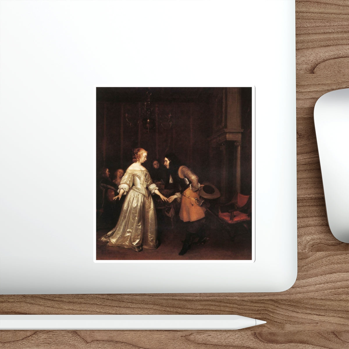 TERBORCH, Gerard - The Dancing Couple (Artwork) STICKER Vinyl Die-Cut Decal-The Sticker Space