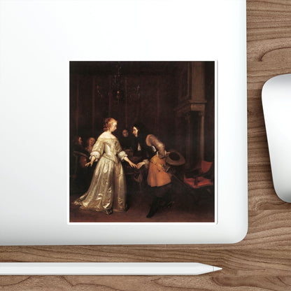 TERBORCH, Gerard - The Dancing Couple (Artwork) STICKER Vinyl Die-Cut Decal-The Sticker Space