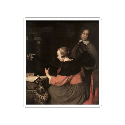 TERBORCH, Gerard - The Lute Player (Artwork) STICKER Vinyl Die-Cut Decal White Die-Cut 5 Inch - The Sticker Space
