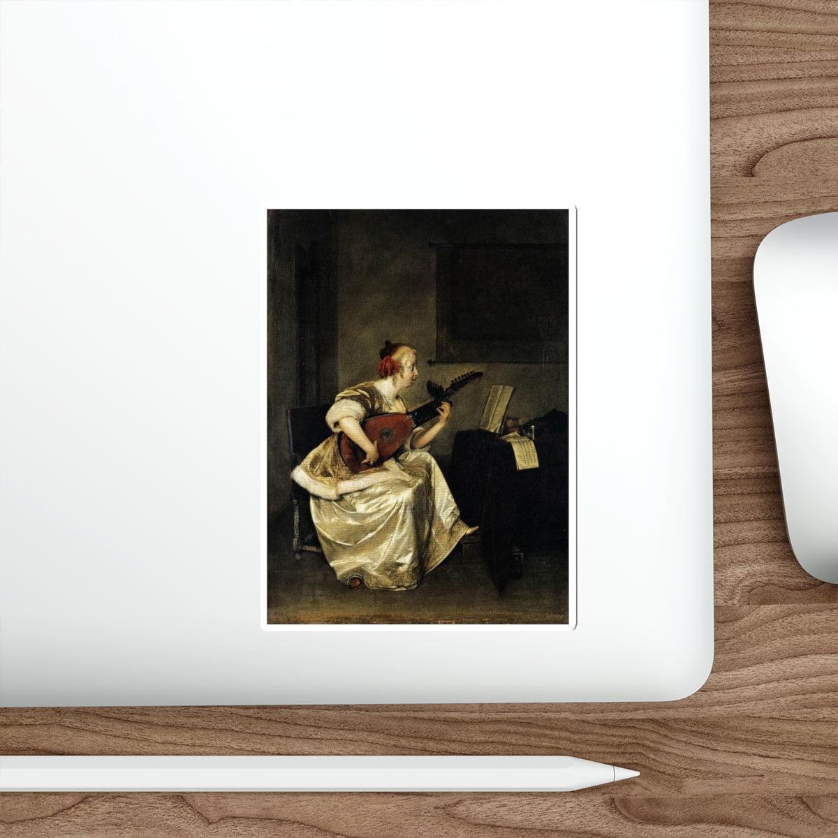 TERBORCH, Gerard - The Lute Player2 (Artwork) STICKER Vinyl Die-Cut Decal-The Sticker Space