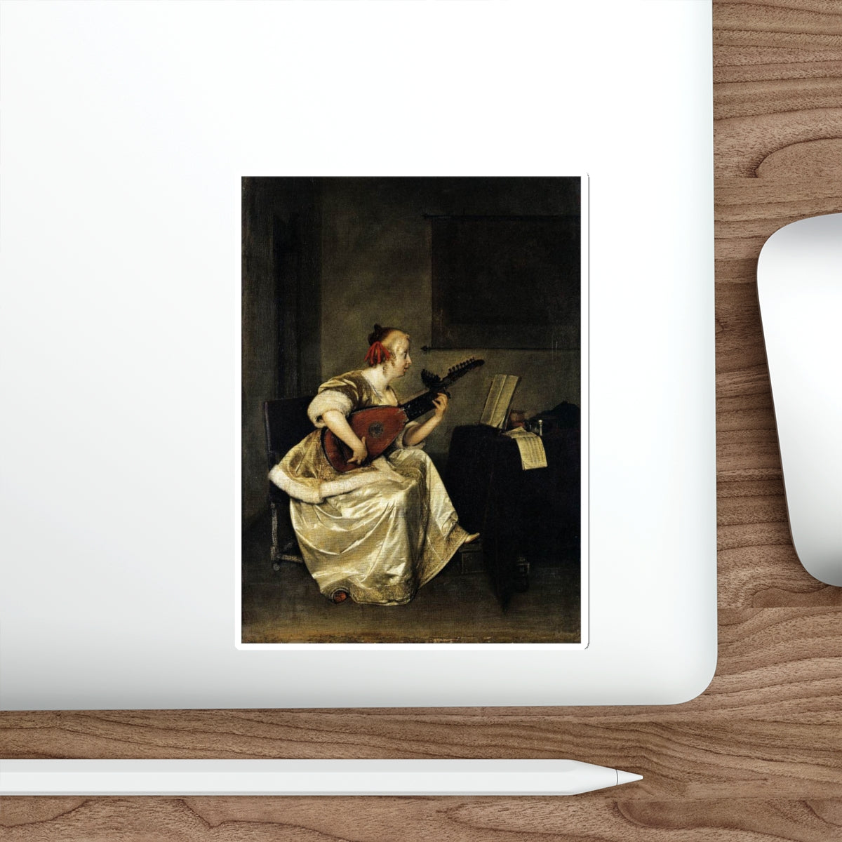 TERBORCH, Gerard - The Lute Player2 (Artwork) STICKER Vinyl Die-Cut Decal-The Sticker Space