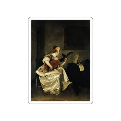 TERBORCH, Gerard - The Lute Player2 (Artwork) STICKER Vinyl Die-Cut Decal White Die-Cut 2 Inch - The Sticker Space