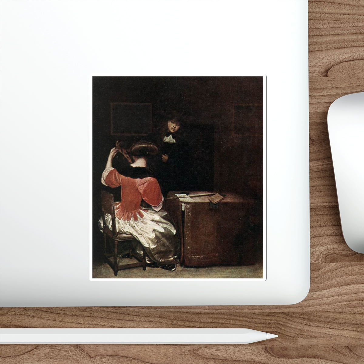 TERBORCH, Gerard - The Music Lesson (Artwork) STICKER Vinyl Die-Cut Decal-The Sticker Space