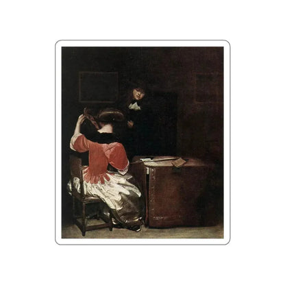 TERBORCH, Gerard - The Music Lesson (Artwork) STICKER Vinyl Die-Cut Decal White Die-Cut 5 Inch - The Sticker Space