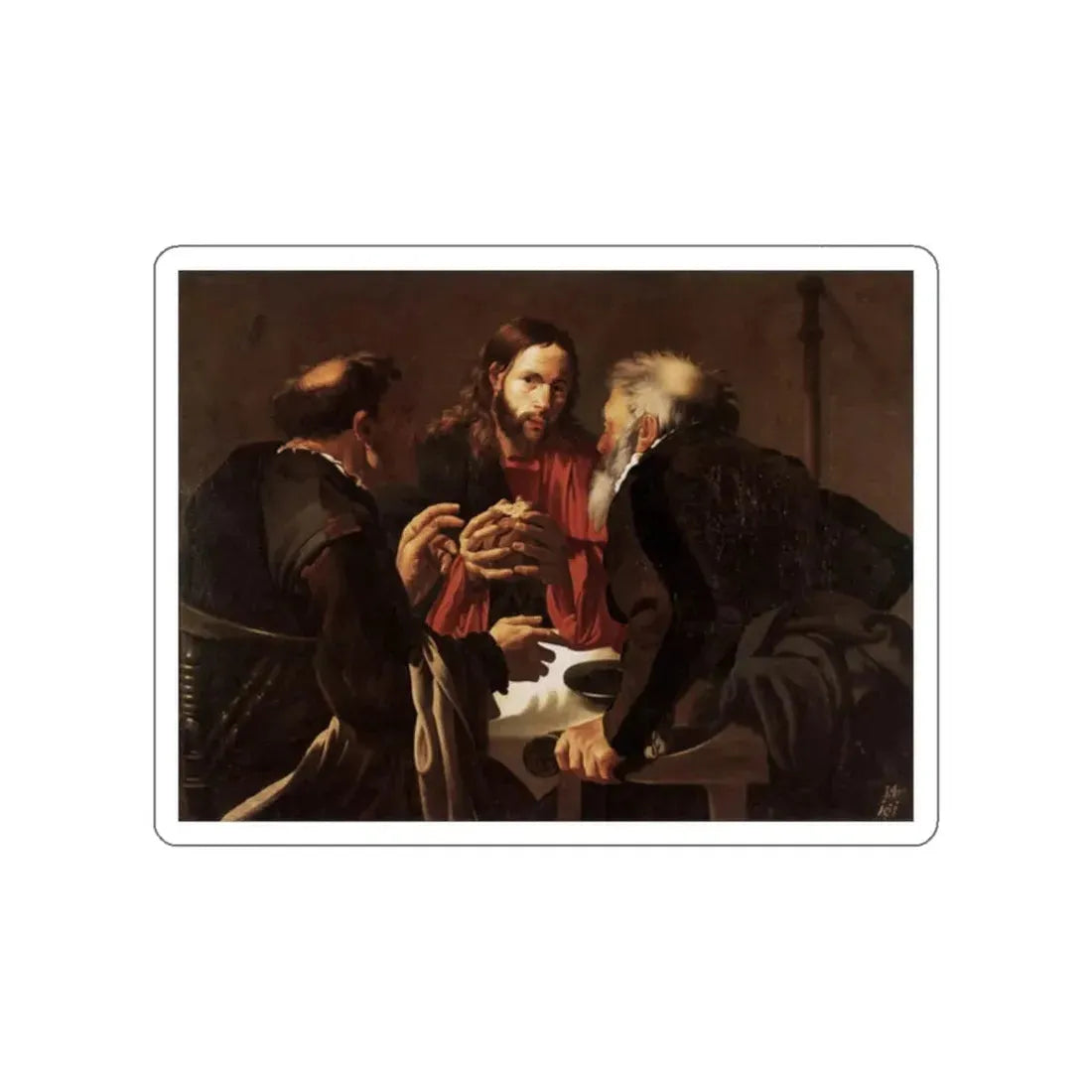 TERBRUGGHEN, Hendrick - Supper at Emmaus (Artwork) STICKER Vinyl Die-Cut Decal White Die-Cut 2 Inch - The Sticker Space