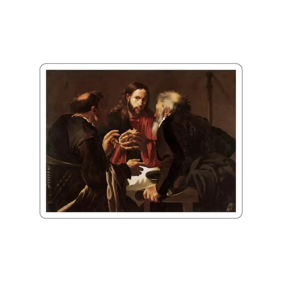 TERBRUGGHEN, Hendrick - Supper at Emmaus (Artwork) STICKER Vinyl Die-Cut Decal White Die-Cut 5 Inch - The Sticker Space