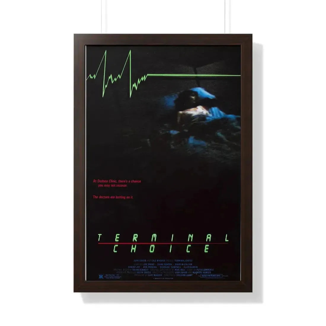 TERMINAL CHOICE (DEATHBED) 1985 - Framed Movie Poster 20" x 30" Walnut - The Sticker Space