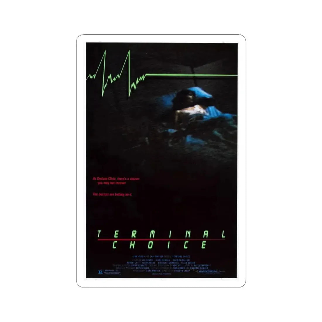TERMINAL CHOICE (DEATHBED) 1985 Movie Poster - STICKER Vinyl Kiss-Cut Decal 3 Inch White - The Sticker Space