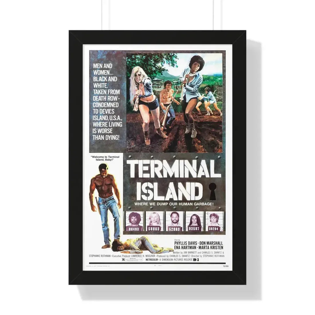 TERMINAL ISLAND 1973 - Framed Movie Poster 16″ x 24″ Black - The Sticker Space