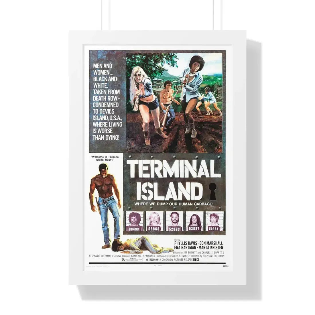 TERMINAL ISLAND 1973 - Framed Movie Poster 16″ x 24″ White - The Sticker Space