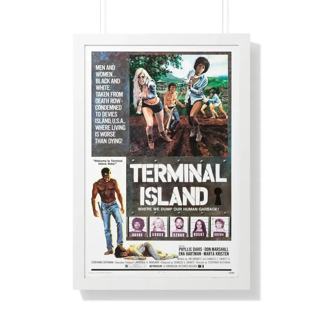 TERMINAL ISLAND 1973 - Framed Movie Poster 20" x 30" White - The Sticker Space