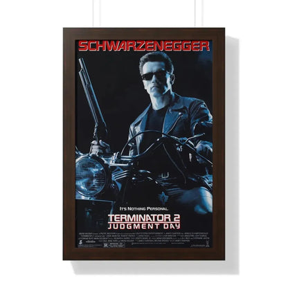TERMINATOR 2 JUDGMENT DAY 1991 - Framed Movie Poster 16″ x 24″ Walnut - The Sticker Space