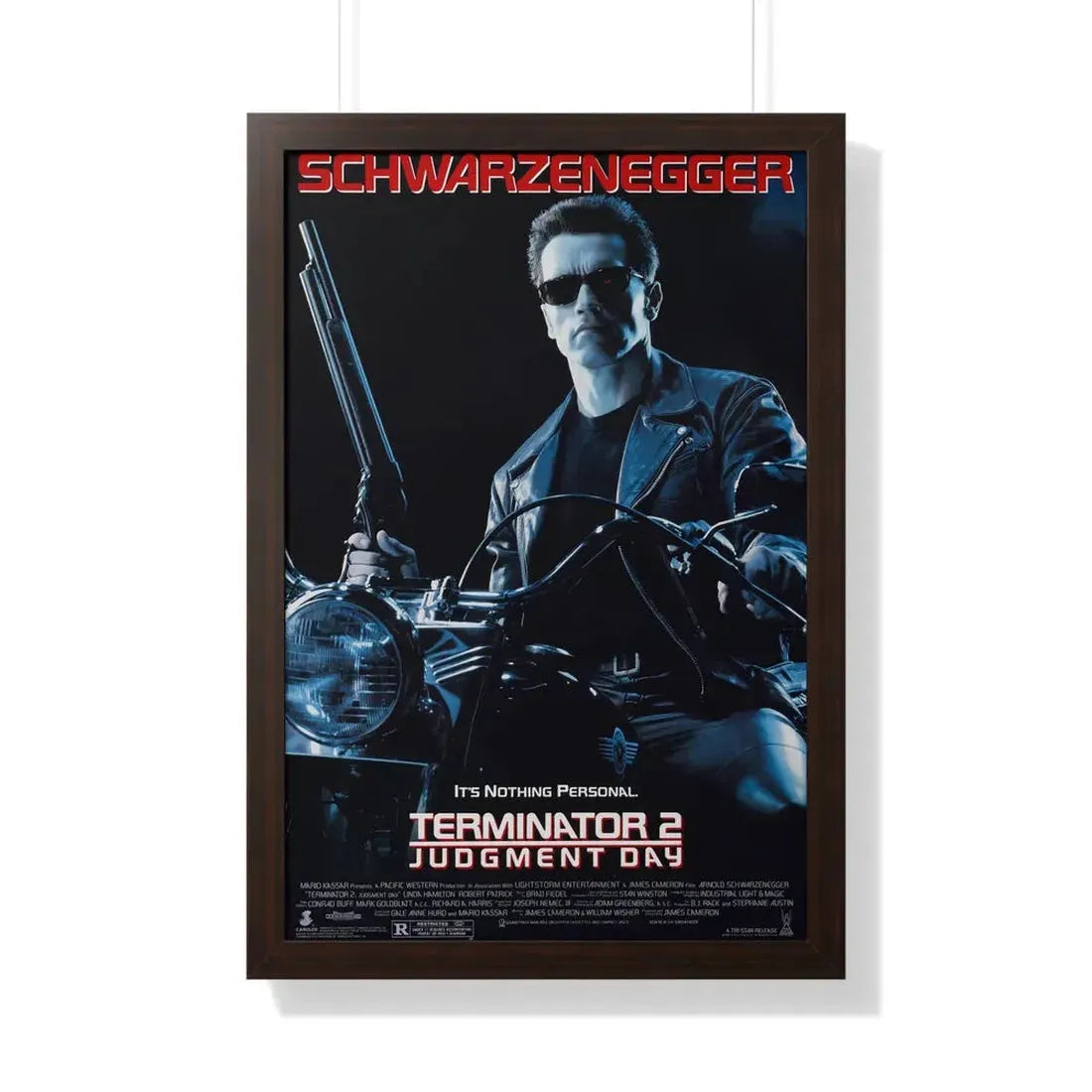 TERMINATOR 2 JUDGMENT DAY 1991 - Framed Movie Poster 20" x 30" Walnut - The Sticker Space