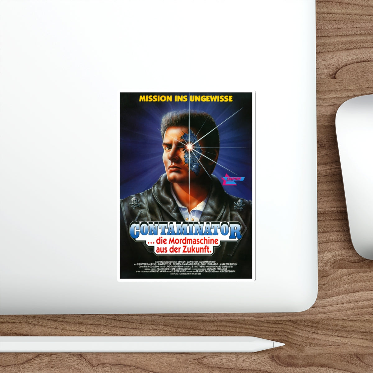 TERMINATOR 2 (SHOCKING DARK) GERMAN 1989 Movie Poster STICKER Vinyl Die-Cut Decal-The Sticker Space