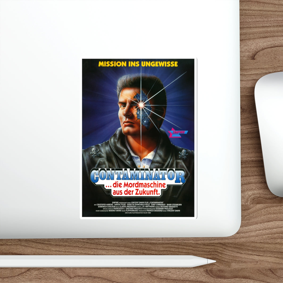 TERMINATOR 2 (SHOCKING DARK) GERMAN 1989 Movie Poster STICKER Vinyl Die-Cut Decal-The Sticker Space