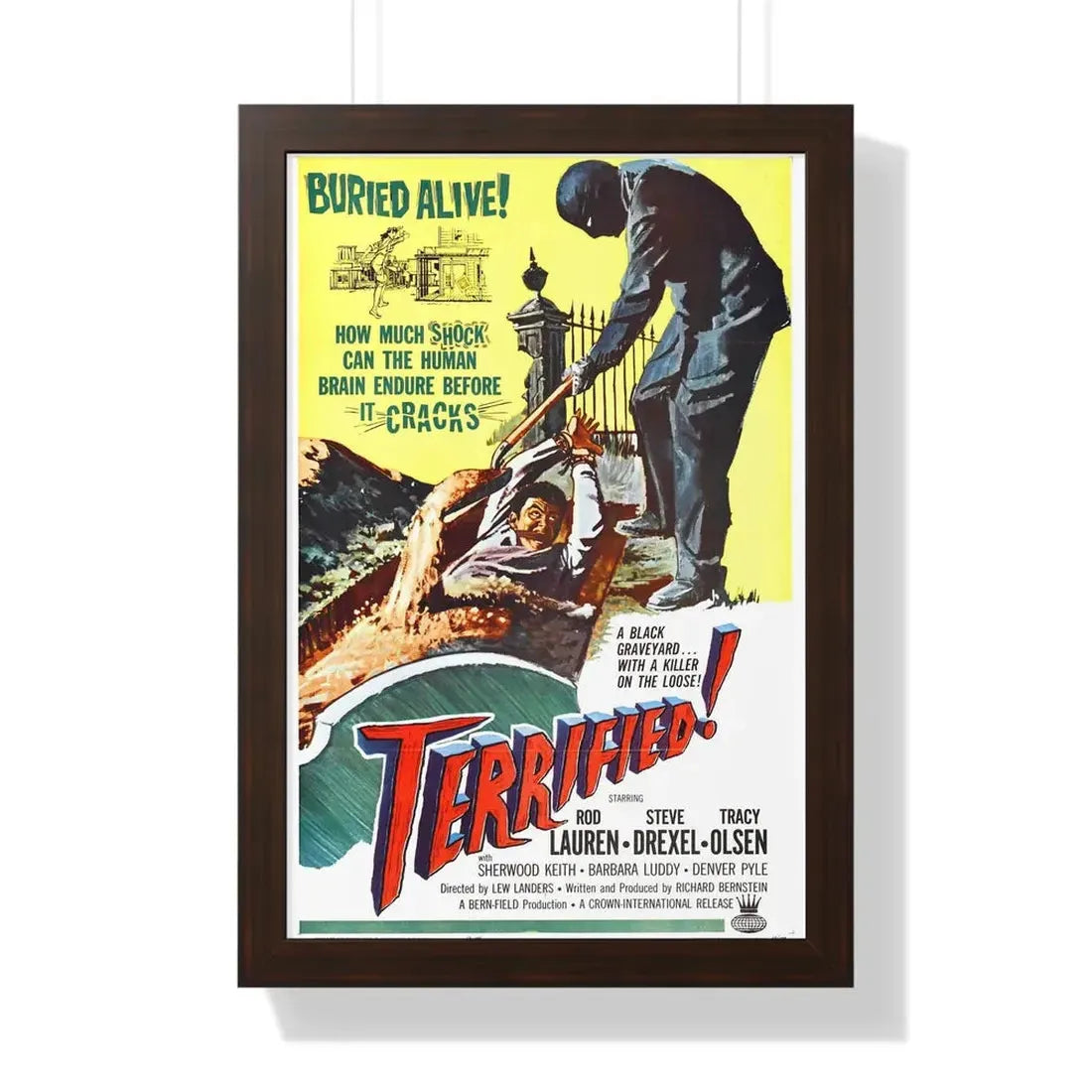 TERRIFIED 1962 - Framed Movie Poster 16″ x 24″ Walnut - The Sticker Space